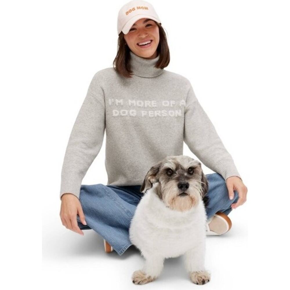 TheCuddleCollab "I'm More of a Dog Person" turtleneck sweater in Grey S XL NWOT✨